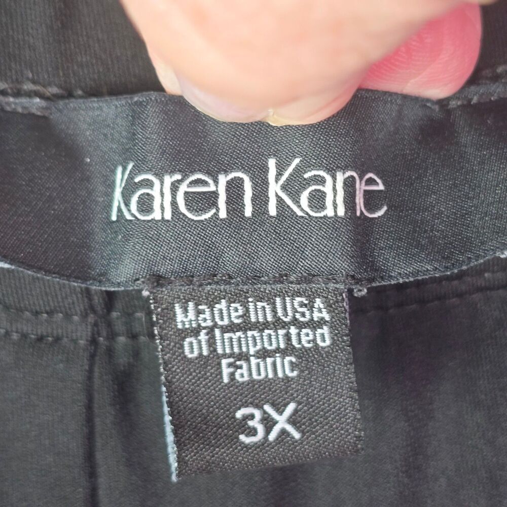 Karen Kane Wide Leg Capri Pants Black 3X Pull On Stretch Travel Knit - Picture 9 of 10